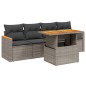vidaXL 5-tlg. Garten-Sofagarnitur mit Kissen Grau Poly Rattan vidaXL 5-tlg. Garten-Sofagarnitur mit Kissen Grau Poly Rattan