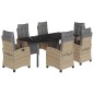 vidaXL 7-tlg. Garten-Essgruppe mit Kissen Beigemischung Poly Rattan vidaXL 7-tlg. Garten-Essgruppe mit Kissen Beigemischung Poly Rattan