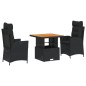 vidaXL 3-tlg. Garten-Essgruppe mit Kissen Schwarz Poly Rattan vidaXL 3-tlg. Garten-Essgruppe mit Kissen Schwarz Poly Rattan