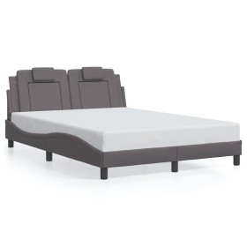 vidaXL Bettgestell mit Kopfteil Grau 140x200 cm Kunstleder