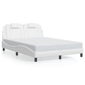 vidaXL Bettgestell mit Kopfteil Weiß 140x190 cm Kunstleder