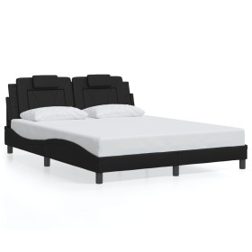 vidaXL Bettgestell mit Kopfteil Schwarz 160x200 cm Kunstleder