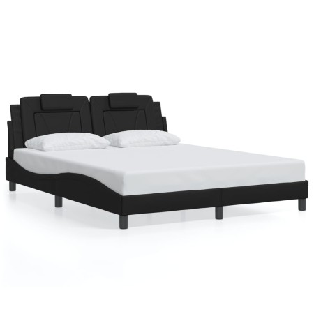 vidaXL Bettgestell mit Kopfteil Schwarz 160x200 cm Kunstleder