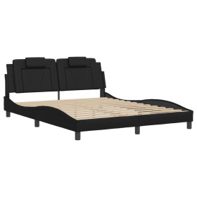vidaXL Bettgestell mit Kopfteil Schwarz 160x200 cm Kunstleder
