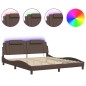 vidaXL Bettgestell mit LED Braun 200x200 cm Kunstleder vidaXL Bettgestell mit LED Braun 200x200 cm Kunstleder