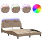 vidaXL Bettgestell mit LED Cappuccino-Braun 140x190 cm Kunstleder vidaXL Bettgestell mit LED Cappuccino-Braun 140x190 cm Kunstleder