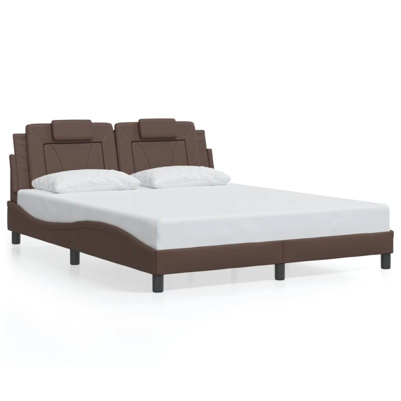 vidaXL Bettgestell mit LED Braun 160x200 cm Kunstleder vidaXL Bettgestell mit LED Braun 160x200 cm Kunstleder