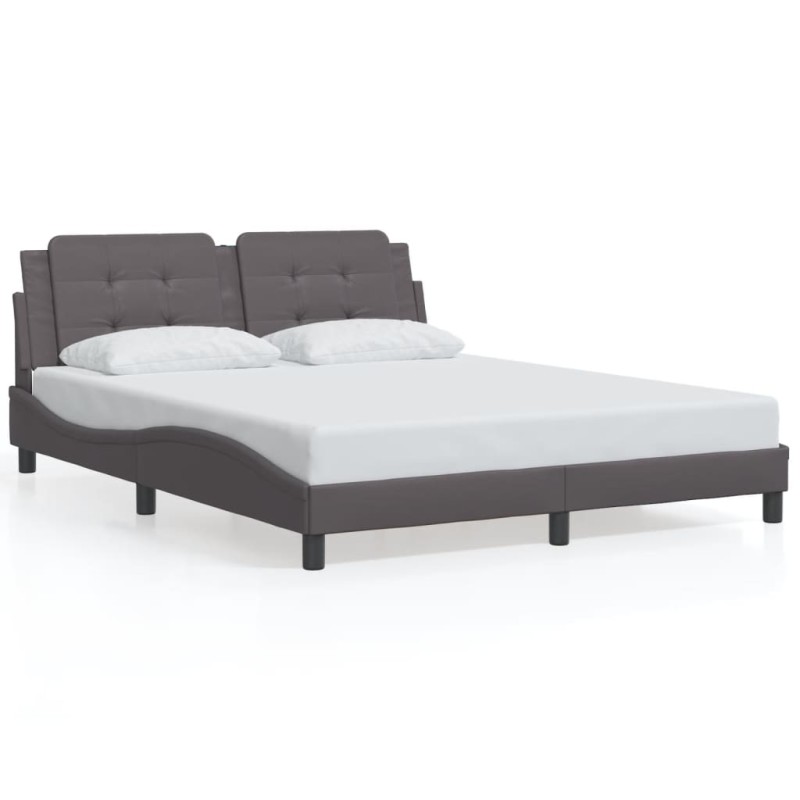 vidaXL Bettgestell mit LED Grau 160x200 cm Kunstleder vidaXL Bettgestell mit LED Grau 160x200 cm Kunstleder