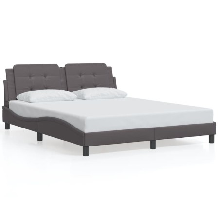 vidaXL Bettgestell mit LED Grau 160x200 cm Kunstleder