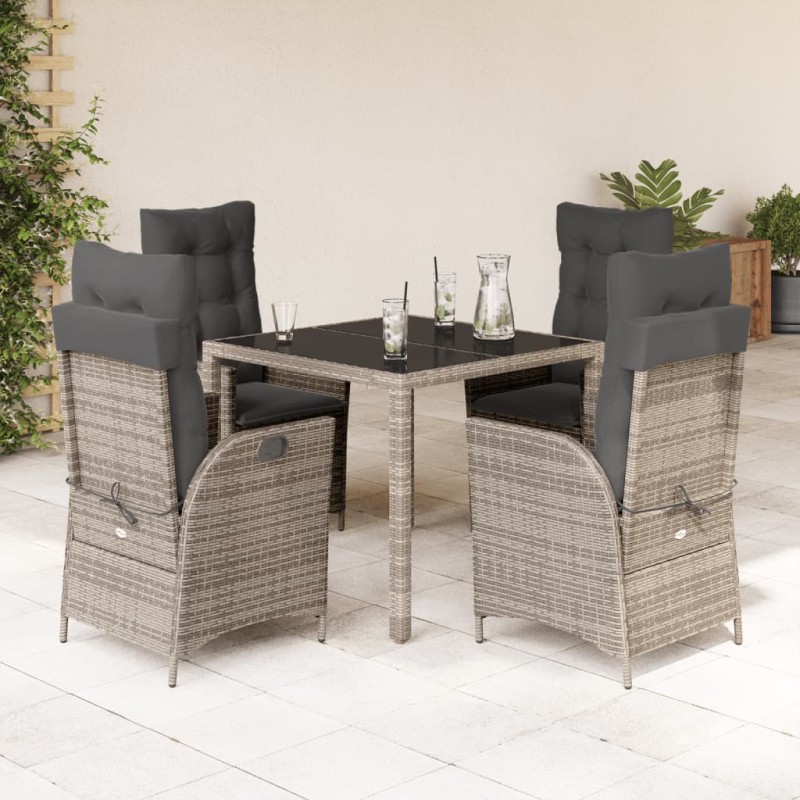 vidaXL 5-tlg. Garten-Essgruppe mit Kissen Grau Poly Rattan vidaXL 5-tlg. Garten-Essgruppe mit Kissen Grau Poly Rattan