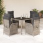 vidaXL 5-tlg. Garten-Essgruppe mit Kissen Grau Poly Rattan vidaXL 5-tlg. Garten-Essgruppe mit Kissen Grau Poly Rattan