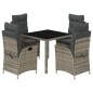 vidaXL 5-tlg. Garten-Essgruppe mit Kissen Grau Poly Rattan vidaXL 5-tlg. Garten-Essgruppe mit Kissen Grau Poly Rattan