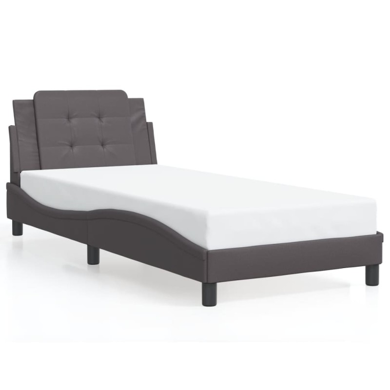vidaXL Bettgestell mit LED Grau 80x200 cm Kunstleder vidaXL Bettgestell mit LED Grau 80x200 cm Kunstleder