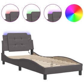 vidaXL Bettgestell mit LED Grau 80x200 cm Kunstleder
