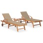 Sonnenliegen 2 Stk. mit Tisch und Auflagen Massivholz Teak Sonnenliegen 2 Stk. mit Tisch und Auflagen Massivholz Teak
