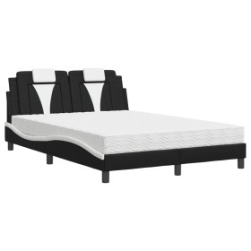 vidaXL Bett mit Matratze Schwarz und Weiß 140x190 cm Kunstleder