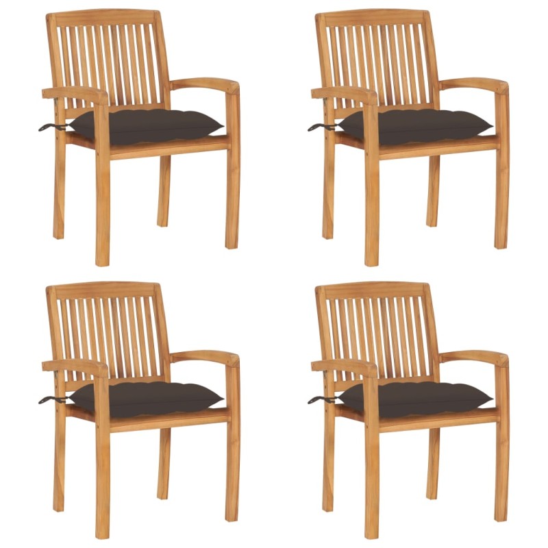 Stapelbare Gartenstühle mit Kissen 4 Stk. Massivholz Teak Stapelbare Gartenstühle mit Kissen 4 Stk. Massivholz Teak
