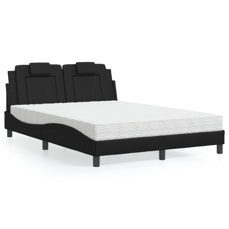 vidaXL Bett mit Matratze Schwarz 140x200 cm Kunstleder vidaXL Bett mit Matratze Schwarz 140x200 cm Kunstleder