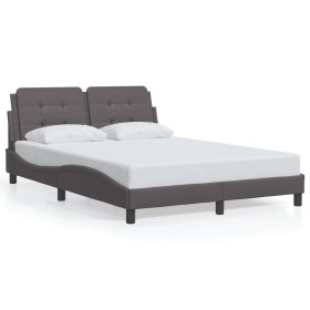vidaXL Bettgestell mit LED Grau 120x200 cm Kunstleder