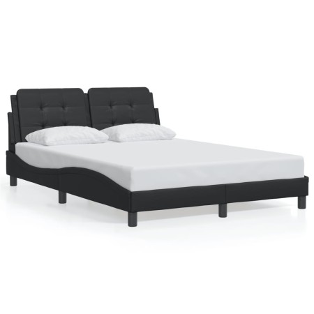 vidaXL Bettgestell mit LED Schwarz 140x190 cm Kunstleder