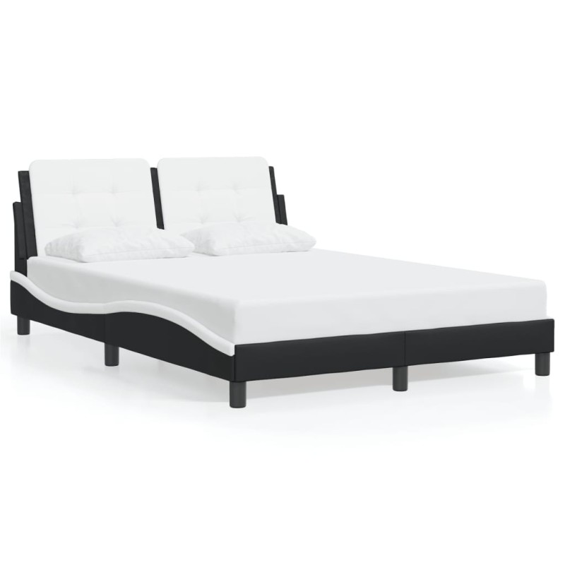 vidaXL Bettgestell mit LED Schwarz und Weiß 140x190 cm Kunstleder vidaXL Bettgestell mit LED Schwarz und Weiß 140x190 cm Kunstleder