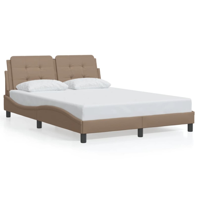 vidaXL Bettgestell mit Kopfteil Cappuccino-Braun 140x190 cm Kunstleder vidaXL Bettgestell mit Kopfteil Cappuccino-Braun 140x190 cm Kunstleder