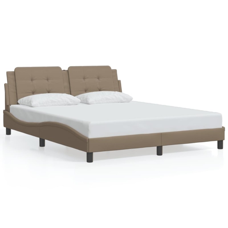vidaXL Bettgestell mit Kopfteil Cappuccino-Braun 160x200 cm Kunstleder vidaXL Bettgestell mit Kopfteil Cappuccino-Braun 160x200 cm Kunstleder