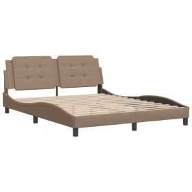 vidaXL Bettgestell mit Kopfteil Cappuccino-Braun 160x200 cm Kunstleder