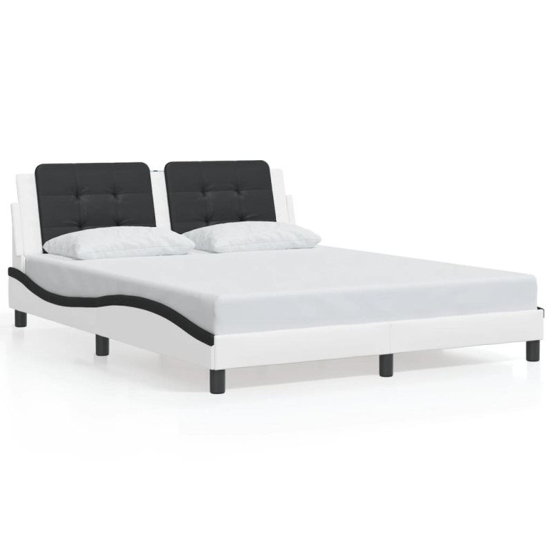 vidaXL Bettgestell mit Kopfteil Weiß und Schwarz 160x200 cm Kunstleder vidaXL Bettgestell mit Kopfteil Weiß und Schwarz 160x200 cm Kunstleder