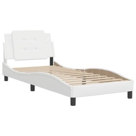 vidaXL Bettgestell mit Kopfteil Weiß 90x200 cm Kunstleder