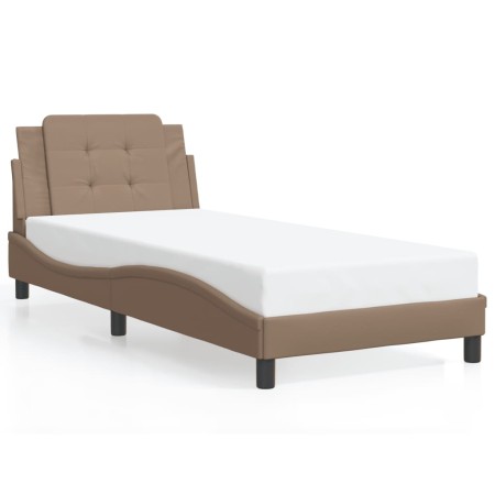 vidaXL Bettgestell mit Kopfteil Cappuccino-Braun 90x200 cm Kunstleder