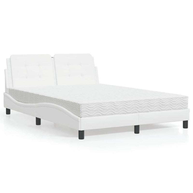 vidaXL Bett mit Matratze Weiß 140x200 cm Kunstleder vidaXL Bett mit Matratze Weiß 140x200 cm Kunstleder