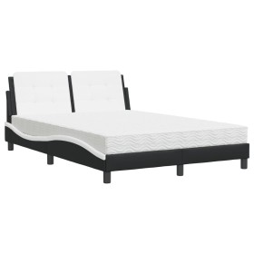 vidaXL Bett mit Matratze Schwarz und Weiß 140x200 cm Kunstleder