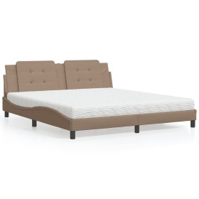 vidaXL Bett mit Matratze Cappuccino-Braun 180x200 cm Kunstleder