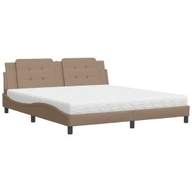 vidaXL Bett mit Matratze Cappuccino-Braun 180x200 cm Kunstleder