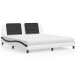 vidaXL Bett mit Matratze Weiß und Schwarz 180x200 cm Kunstleder vidaXL Bett mit Matratze Weiß und Schwarz 180x200 cm Kunstleder
