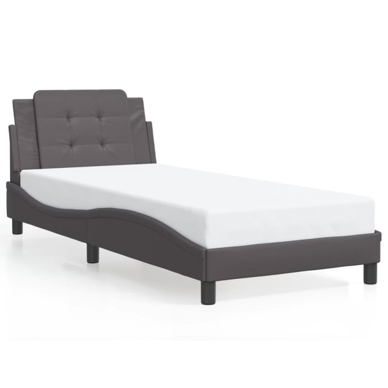 vidaXL Bettgestell mit LED Grau 100x200 cm Kunstleder vidaXL Bettgestell mit LED Grau 100x200 cm Kunstleder