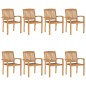 Stapelbare Gartenstühle mit Kissen 8 Stk. Massivholz Teak Stapelbare Gartenstühle mit Kissen 8 Stk. Massivholz Teak