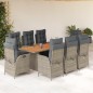 vidaXL 9-tlg. Garten-Essgruppe mit Kissen Grau Poly Rattan vidaXL 9-tlg. Garten-Essgruppe mit Kissen Grau Poly Rattan