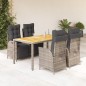 vidaXL 5-tlg. Garten-Essgruppe mit Kissen Grau Poly Rattan vidaXL 5-tlg. Garten-Essgruppe mit Kissen Grau Poly Rattan