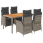 vidaXL 5-tlg. Garten-Essgruppe mit Kissen Grau Poly Rattan vidaXL 5-tlg. Garten-Essgruppe mit Kissen Grau Poly Rattan