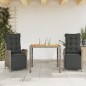 vidaXL 3-tlg. Garten-Essgruppe mit Kissen Grau Poly Rattan vidaXL 3-tlg. Garten-Essgruppe mit Kissen Grau Poly Rattan