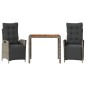 vidaXL 3-tlg. Garten-Essgruppe mit Kissen Grau Poly Rattan vidaXL 3-tlg. Garten-Essgruppe mit Kissen Grau Poly Rattan