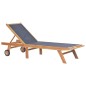 Klappbare Sonnenliegen mit Rollen 2 Stk. Teak Massiv Textilene Klappbare Sonnenliegen mit Rollen 2 Stk. Teak Massiv Textilene