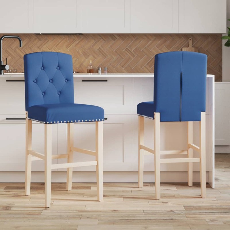 vidaXL Barstühle 2 Stk. Massivholz Gummibaum und Stoff vidaXL Barstühle 2 Stk. Massivholz Gummibaum und Stoff