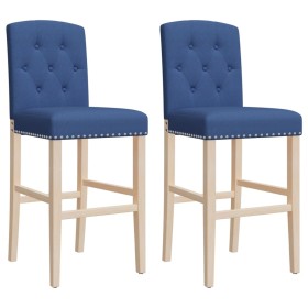 vidaXL Barstühle 2 Stk. Massivholz Gummibaum und Stoff