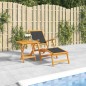 vidaXL Garten-Liegestuhl mit Tisch Massivholz Akazie und Textilene vidaXL Garten-Liegestuhl mit Tisch Massivholz Akazie und Textilene