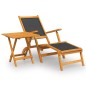 vidaXL Garten-Liegestuhl mit Tisch Massivholz Akazie und Textilene vidaXL Garten-Liegestuhl mit Tisch Massivholz Akazie und Textilene