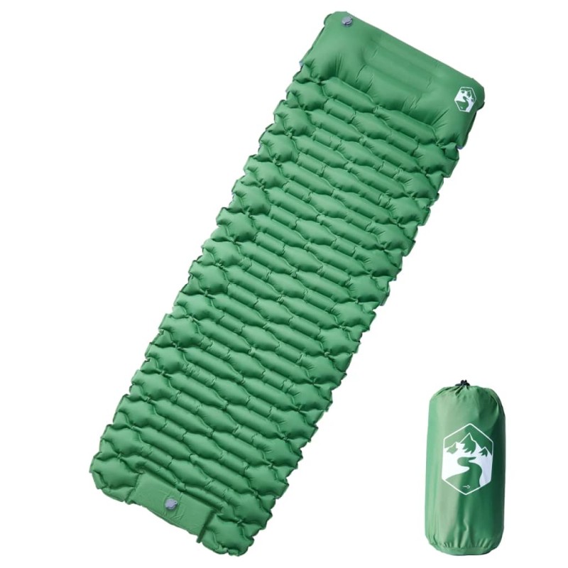 vidaXL Selbstaufblasende Isomatte mit Kissen Grün vidaXL Selbstaufblasende Isomatte mit Kissen Grün