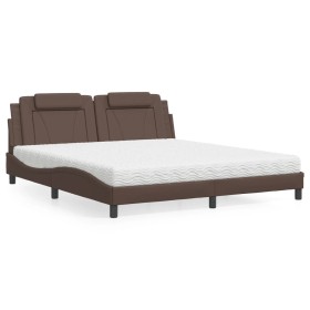 vidaXL Bett mit Matratze Braun 180x200 cm Kunstleder